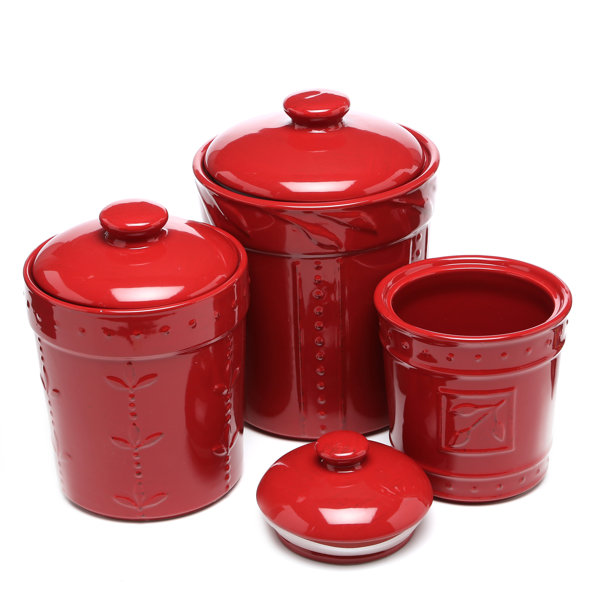 Ceramic Canister Sets For Kitchen Red - The Best Farmhouse Canister